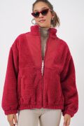5194 Peluş Mont Ceket - A.Bordo