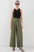 Geniş Paça Pileli Pantolon 6718 - Haki