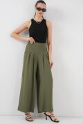 Geniş Paça Pileli Pantolon 6718 - Haki