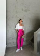 BEL LASTİK DETAYLI MODAL KUMAŞ PANTOLON - Fuşya