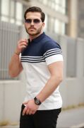 Erkek Yakalı Parça Renk Kısa Kollu T-shirt