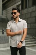 Erkek Kısa Kollu örme Kumaş Pamuklu Gömlek