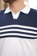 Erkek çizgi Desenli Yakalı Kısa Kollu T-shirt