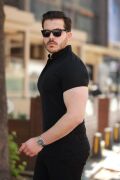 Erkek Hakim Yaka Dokuma Pamuklu Kumaş Kısa Kollu T-shirt