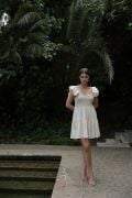 KISA KOPANAKİ DETAYLI ELBİSE - Ekru