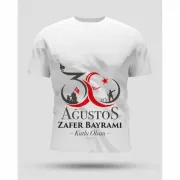 30 Ağustos Oversize Baskılı T-shirt - Beyaz