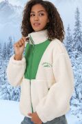 5194 Peluş Mont Ceket - Zümrüt Yeşili