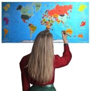 BUFFER® RenkliAtlas DünyaHaritası Manyetik Yapıştırıcı Gerektirmeyen Duvar Stickerı 118 CM * 56 CM