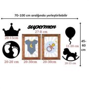 BUFFER® DECO103 Supermen Dekoratif Duvar Süsü Tablo Aksesuar Ahşap Tasarım Hediye Pano Sticker Seti