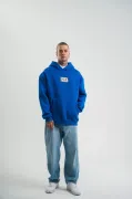 Unisex Kapşonlu Uzun Kol Patchli Nakışlı SweatShirt - Mavi