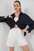 Örme Oversize Gömlek 20264 - Lacivert