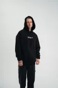 Kapşonlu Double Oversize Dijital Patchli SweatShirt - Siyah