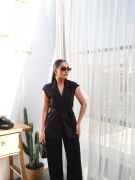 Keten Kuşakli Yelek Ve Pantolon İki̇li̇ Takim