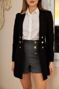 Siyah Blazer Düğmeli Ceket