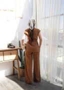 Keten Kuşakli Yelek Ve Pantolon İki̇li̇ Takim