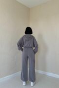 Füme Kapüşonlu Sweatshirt Ve Kargo Pantolon Takım