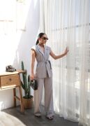 Keten Kuşakli Yelek Ve Pantolon İki̇li̇ Takim