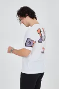 Erkek Ön Ve Arka Baskılı T-Shirt - Beyaz