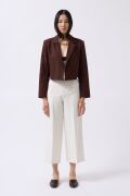 Crop Keten Blazer Ceket