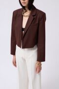 Crop Keten Blazer Ceket