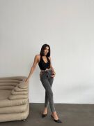 Kadın Yandan Zincir Ve Kuş Gözü Detaylı Jean Kot Pantolon