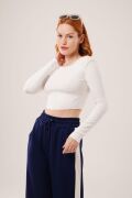 Ters Dikişli Basic Beyaz Body Bluz
