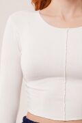 Ters Dikişli Basic Beyaz Body Bluz