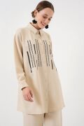 Desenli Tunik Pantolon İkili Takım 6720 - Krem