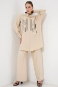 Desenli Tunik Pantolon İkili Takım 6720 - Krem