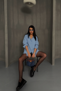 BOYFRİEND GÖMLEK MODAL KUMAŞ OVERSİZE - Mavi