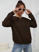 Kadın Uzun Kollu Bisiklet Yaka şardonlu üç Iplik Kumaş Sweat