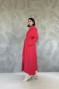 Fuşya Kuşaklı Midi Kaban
