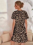 Kadın Kısa Kollu Bisiklet Yaka Dijital Baskılı Süprem Elbise