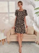 Kadın Kısa Kollu Bisiklet Yaka Dijital Baskılı Süprem Elbise