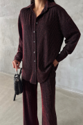 SİMLİ GÖMLEK - PANTOLON TAKIM - Bordo