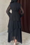Siyah Bel Detaylı Elbise