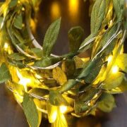 BUFFER® Yapraklı Dekorlu3 Metre Peri Led Pilli Işık Yılbaşı Aydınlatma