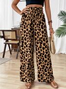 Kadın Süprem Kumaş Beli Lastikli Leopar Desen Pantolon