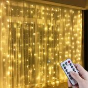 BUFFER® Uzaktan Kumandalı LED Perdeye Takılabilen Kancalı Işık Usb 3x3 Metre Peri Perde LED