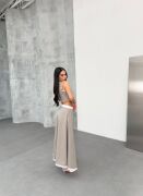 Gi̇o Çi̇zgi̇li̇ Garni̇li̇ Mi̇di̇ Etek Yelek Takim