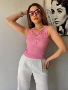 Kadın Ottoman Kumaş Dantel Detaylı Bluz