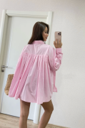 Yakalı Yandan Yırtmaçlı Gömlek - Pembe