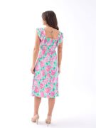 5370 ELBİSE-PEMBE GÜL DESEN