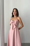 Pembe İnci Askı Detaylı Elbise