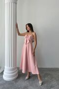 Pembe İnci Askı Detaylı Elbise