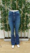 Kadın Yüksek Bel önden Düğmeli Cep Detay Ispanyol Paça Denim Pantolon