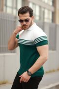 Erkek Parça Renk Yakalı Kısa Kollu T-shirt