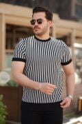 Erkek Siyah Beyaz örme Pamuklu Kumaş Kısa Kollu T-shirt