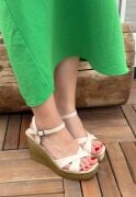 Minna Bej Cilt Dolgu Topuk Sandalet