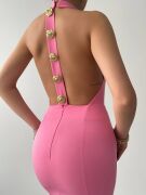 Katalina Gül Düğmeli Elbise